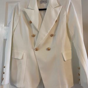 White double breasted blazer.